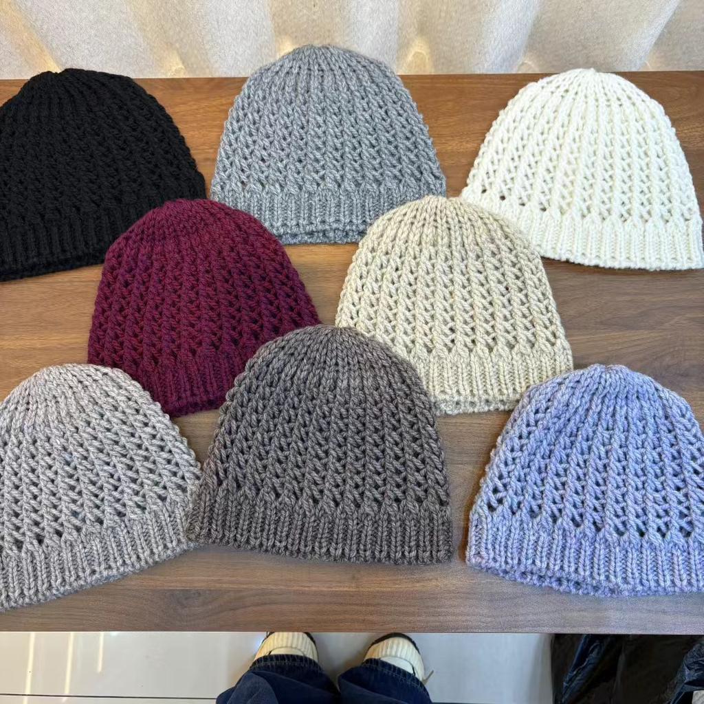 Retro Hollow Knitted Baotou Hat Women's Summer Breathable Turban Hat Korean Style Japanese Style Face Revealing Small Knitted Hat