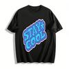 Retro American Style STAY COOL Letter Print Short Sleeve Unisex Casual Loose Fit Cotton T-Shirt Pure Cotton T-shirt