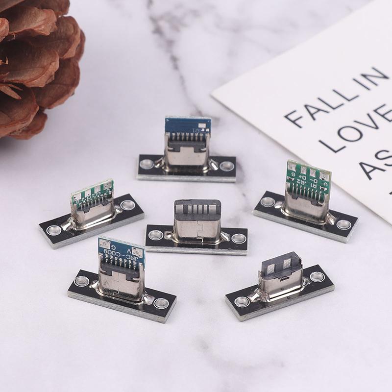 5Pcs Usb 3.1 Type C Socket With Screw Fixing Plate Type-C Usb Jack 3.1 Type-C 2Pin 4Pin Female Connector Jack Charging Port
