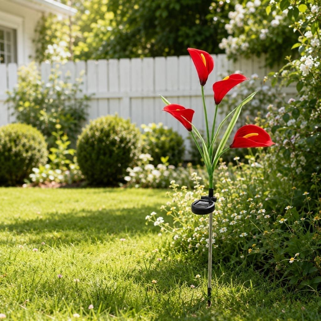 Solar Powered Artificial Flower Garden Light Outdoor Decorative Lawn Lamp with Stake for Patio Yard Pathway Landscape Lighting