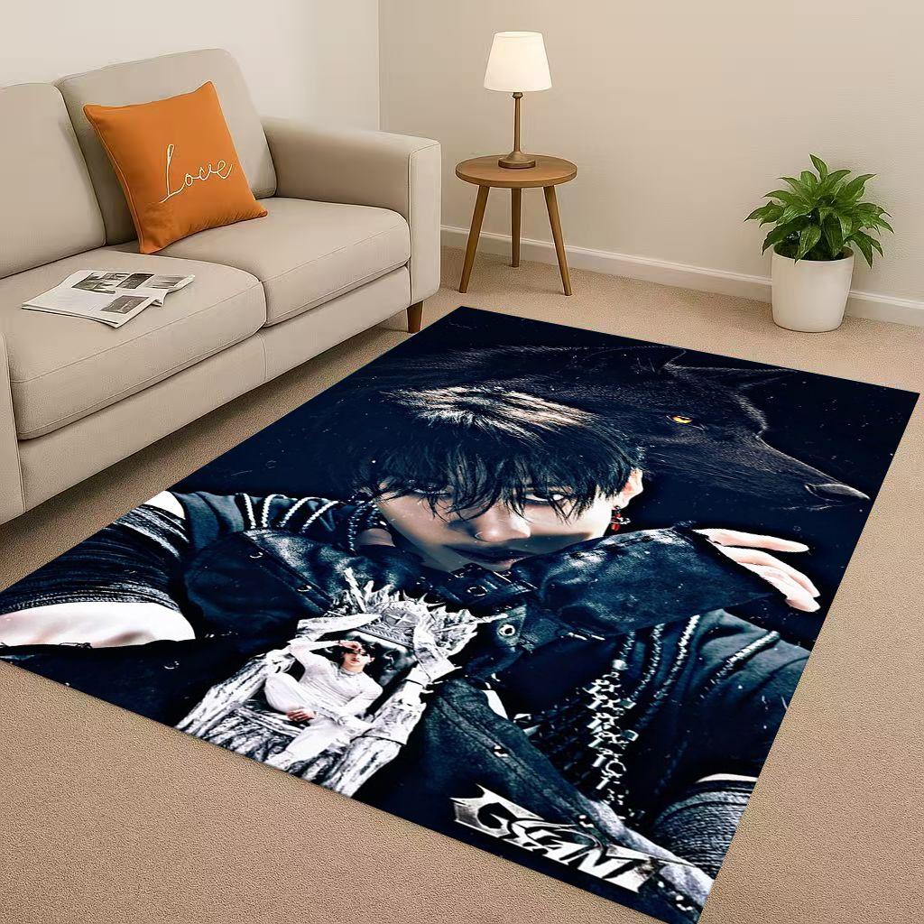 3D Kpop Bang Chan,lee Know Star Living Room Non-Slip Area Rug Carpet for Bedroom Playroom Sofa,Easy Clean Home Decor Doormat