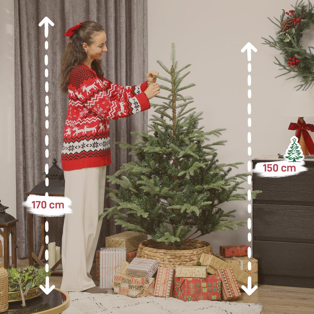 Artificial Christmas Tree 150cm with 492 Branches and Foldable Metal Stand, Easy Assembly for Indoor Living Room, Green