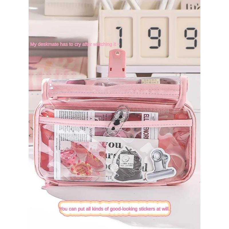 Transparent Pencil Case  Style Niche Powerful Stationery Box Good Quality for Elementary School Students