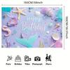 2D Printing Pastel Mermaid Backdrop, Underwater Sea Theme Birthday Party Background