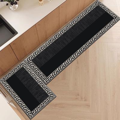 Juego de Alfombrillas de Cocina con Estampado de Geometría Retro Negro Verde Gris Alfombra Pasillera de Cocina Antideslizante Alfombrilla de Esponja para Suelo Hogar Baño
