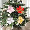 Lönnlövsformade Simuleringar av Julblommor Lyxiga Realistiska Falska Julblommor Handgjorda Jul Dekorationsblommor