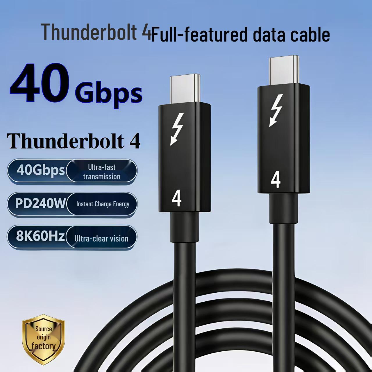 

Оновлений кабель даних USB4 Thunderbolt 4, швидка зарядка 240 Вт, висока швидкість 40 Гбіт/с, подвійне підключення Type-C 0.3M