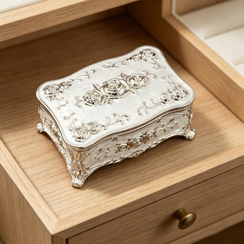 High Quality Zinc Alloy Jewelry Box With Delicate European Engraving Decorative Trinkets Box Ideal For Gift Giving