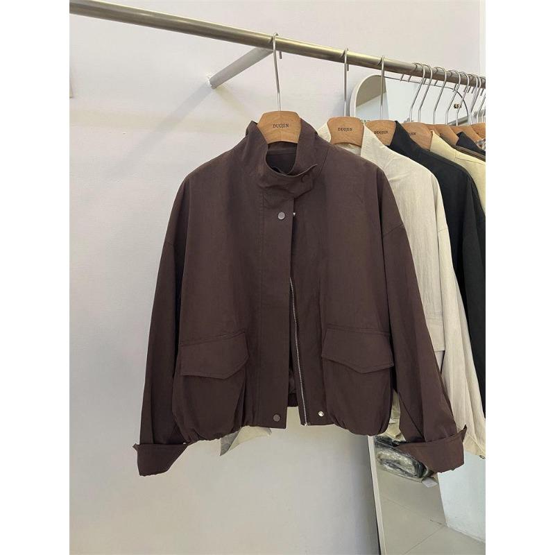 Damen 2025 Frühling Herbst Neu High-End Kleiner Stehkragen Locker Lässig Arbeit Kurzer Trenchcoat
