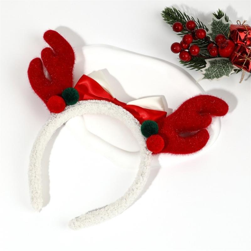 Festival Plush Elk Hairband With Bowknot For Christmas Party And Family Gatherings Comfortable Holiday Hair Accessory