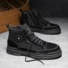 2024 Autumn Classical Shoes for Men Ankle Canvas Boots Fashion Patchwork High Tops Casual Shoes Street Cool Motorcycle Boots