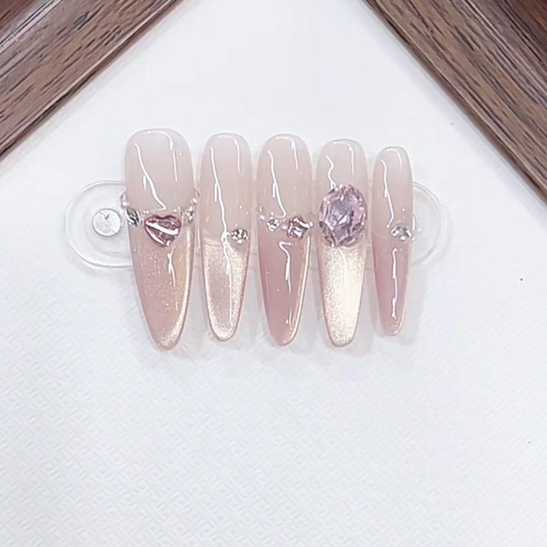 

Ручная работа Фототерапия Носимая Одежда Ногти Медовая Девочка Длинный Тонкий Собака Кошачьи Глаза Готовый Маникюр Патч Large L