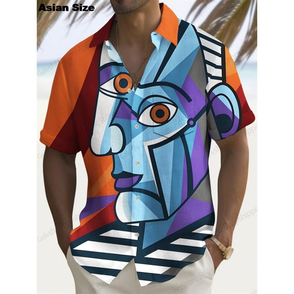 2026 Moon Star Hawaiian Shirt Men Women Fashion Casual Hawaiian Sea Shirts Short Sleeve Button Blouse Festive Holiday Tops