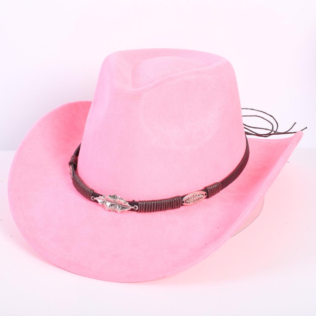 Popular European and American classic suede western cowboy hat men's and women's fashion LO style peach heart cowboy hat