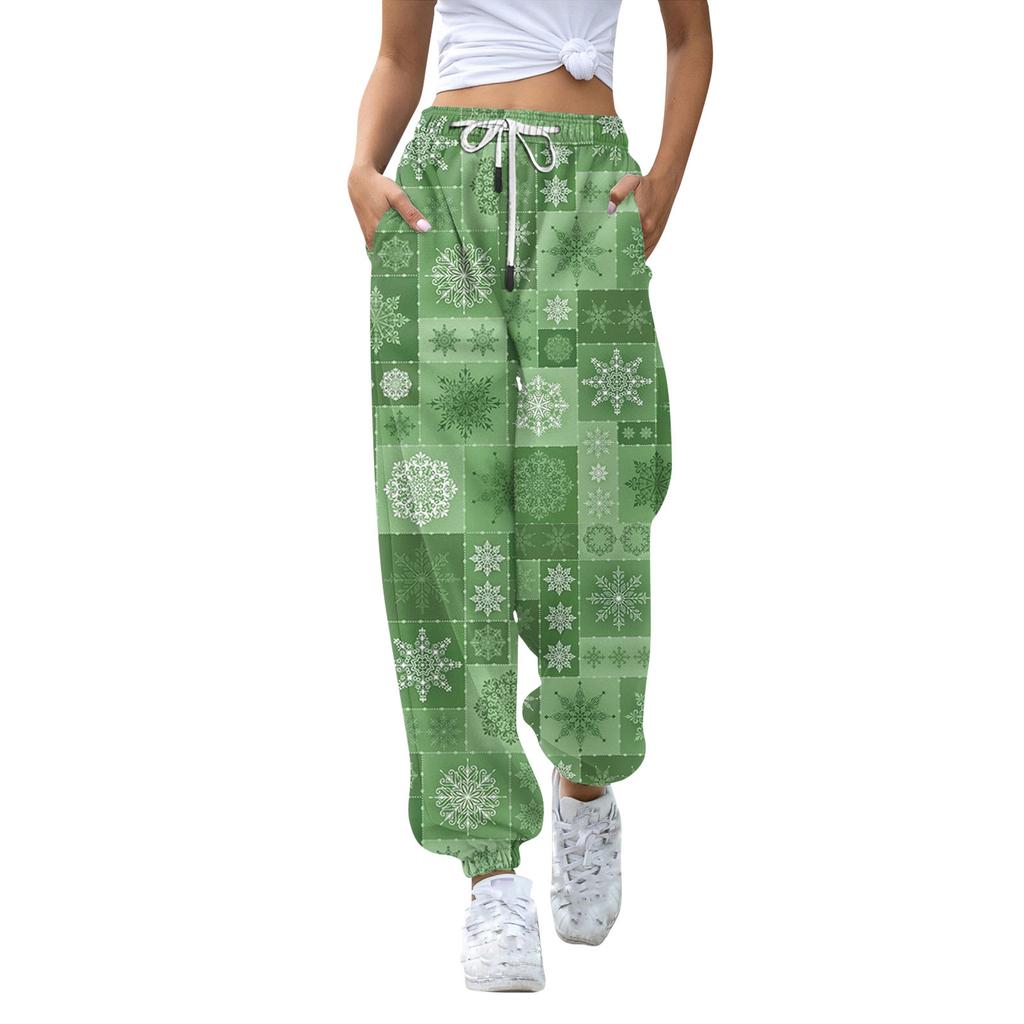 Women's Casual Fashion Christmas Printed Casual Sweatpants Elastic Waist Drawstring Pants