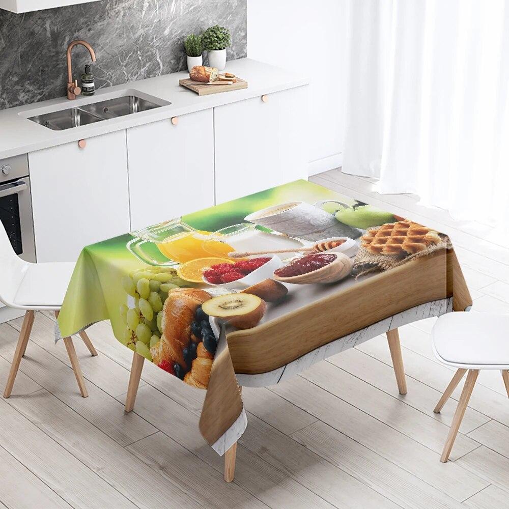 Fata de Masa Imprimata Tort Gourmet Decor pentru Ziua de nastere Masa Restaurant Bucatarie Rezistenta la Pete Impermeabil