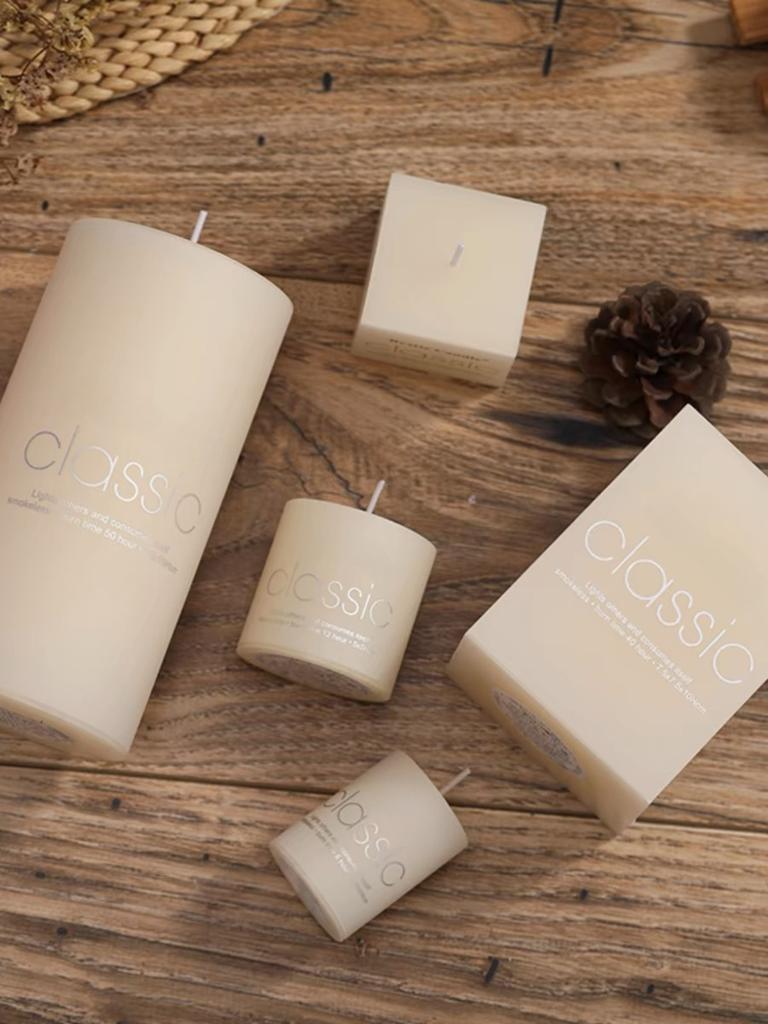 Klassiskt Europeiskt Elfenbensvitt Stort Cylinderljus Rökfritt Smaklöst Romantiskt Bröllop Hotell Dekoration Ljus Högtidsartiklar