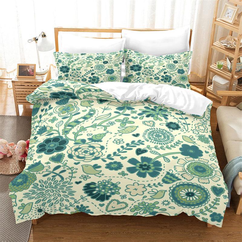 Mandala Duvet Cover Geometric Floral Print Bedding Set Queen Size Bohemian Style Pillowcases For Kids Adults Bedroom Decorative