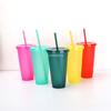 1pcs 710ml Tumblers with Lids & Straws Reusable Plastic Cups Iced Coffee Large Water Bottle Party Cold Mug Summer Drinkware