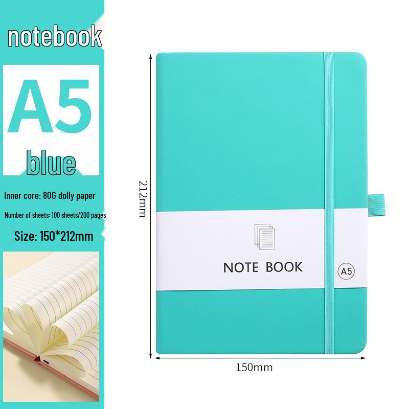 A6 Color Elastic Band Portable Notebook - Student Memo with Skin-Feel Leather Pocket Design