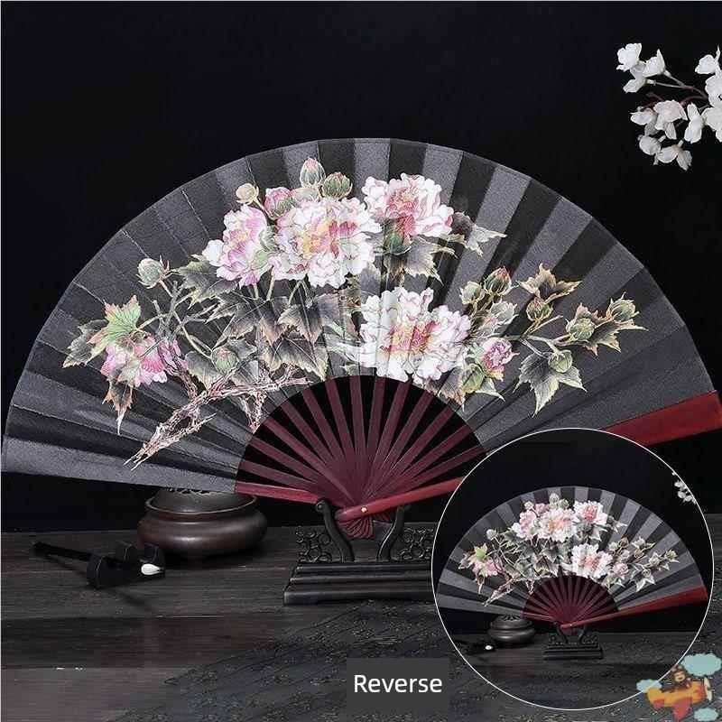 Ancient-Style Wooden Classical Dance Dual-Purpose Paper Fan, Durable Wooden Folding Fan, Chinese-Style Retro Bamboo Folding Fan for Men