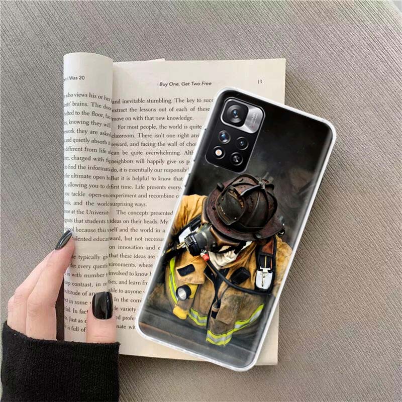 Firefighter Training Phone Case For Redmi Note 13 12 Pro Plus 14 15 Pro 5G 11 11T 11E 11S 10 Pro 10S 9 9S Cover Cell Clear TPU C