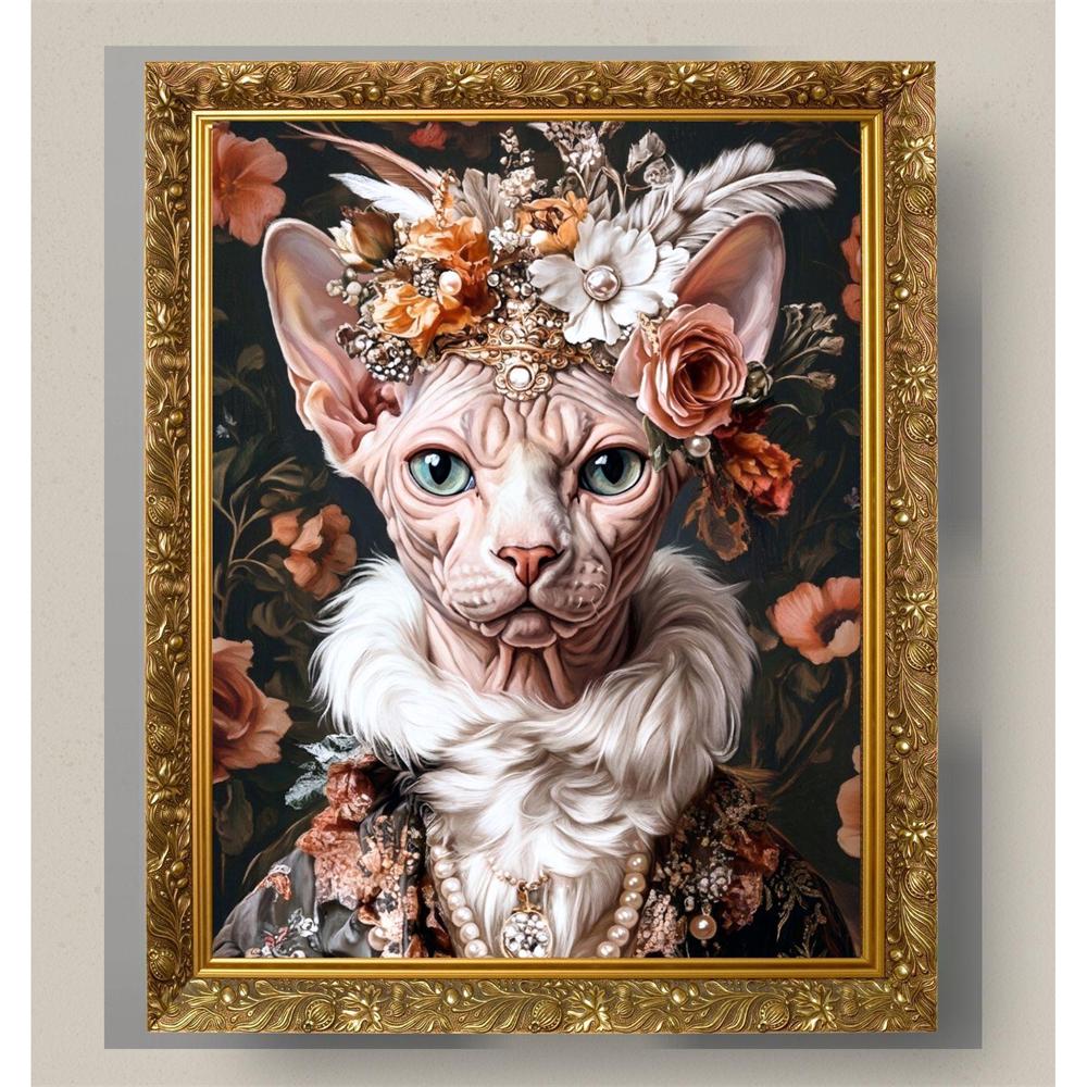 Stampe Floreali Vintage Ritratti di Animali Arte Botanica Cane e Gatto Poster Ritratti di Animali Floreali Vintage Illustrazione di Animali Pittura su Tela