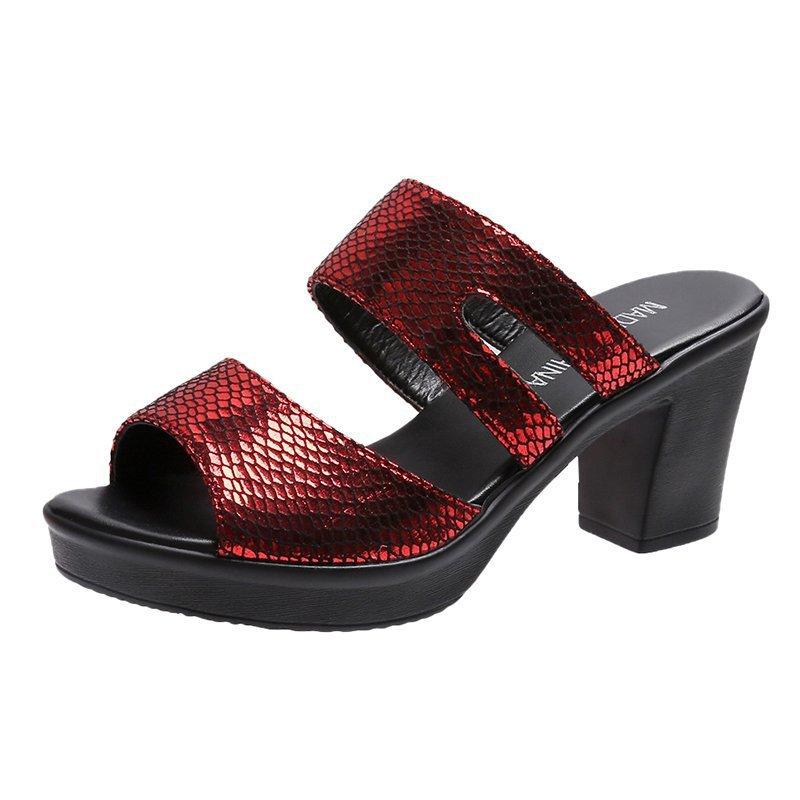 

Женская обувь, новые летние тапочки, модные непромокаемые босоножки на высоком каблуке, женские нескользящие шлепанцы на толстом каблуке с открытым носком 40