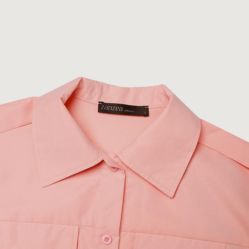 ZANZEA Women Turn Down Collar Short Sleeve Casual Shirt Dress