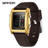 Sanda Men's Dual Display Luminous Waterproof Wristwatch - Alarm Clock Business Fashion Square Design