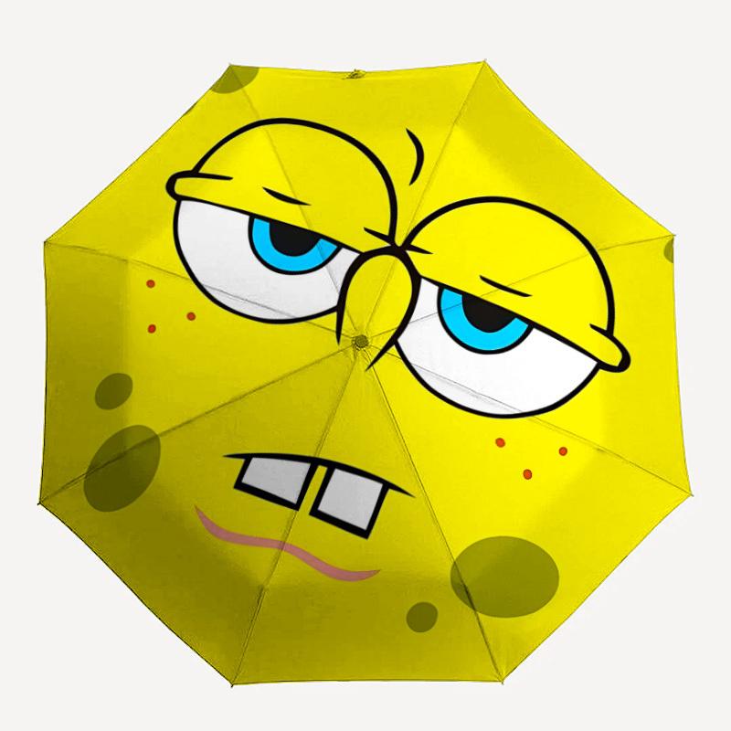 1pc SpongeBob Automatic Folding Umbrella, Automatic Folding Umbrella with 8 Ribs, Convenient for Outdoor Use  070