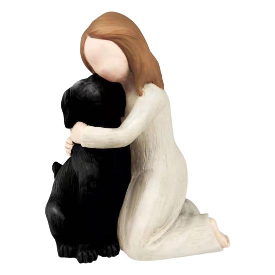 Figurka dívky se psem z pryskyřice Ručně malovaná socha anděla pro psy pro milovníky psů Soustrastné dárky při ztrátě mazlíčka pro domácí ložnici obývací pokoj Stolní polička