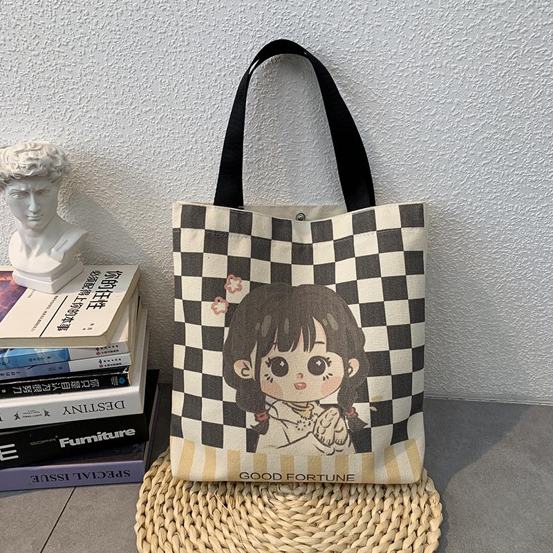 Versatile Japanese Canvas Tote: Large Capacity, Handheld, Trendy Lunch Box Bag for Women