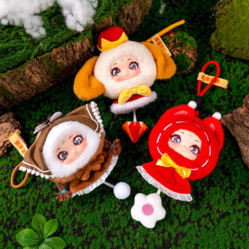 Cute Red Riding Hood Girl Vinyl Face Plush Toy Fairy Tales Animal Pendant Gift