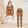 Women Plus Size Printed Hooded Long Sleeve High Low Top And Fitted Pants Two Piece Set