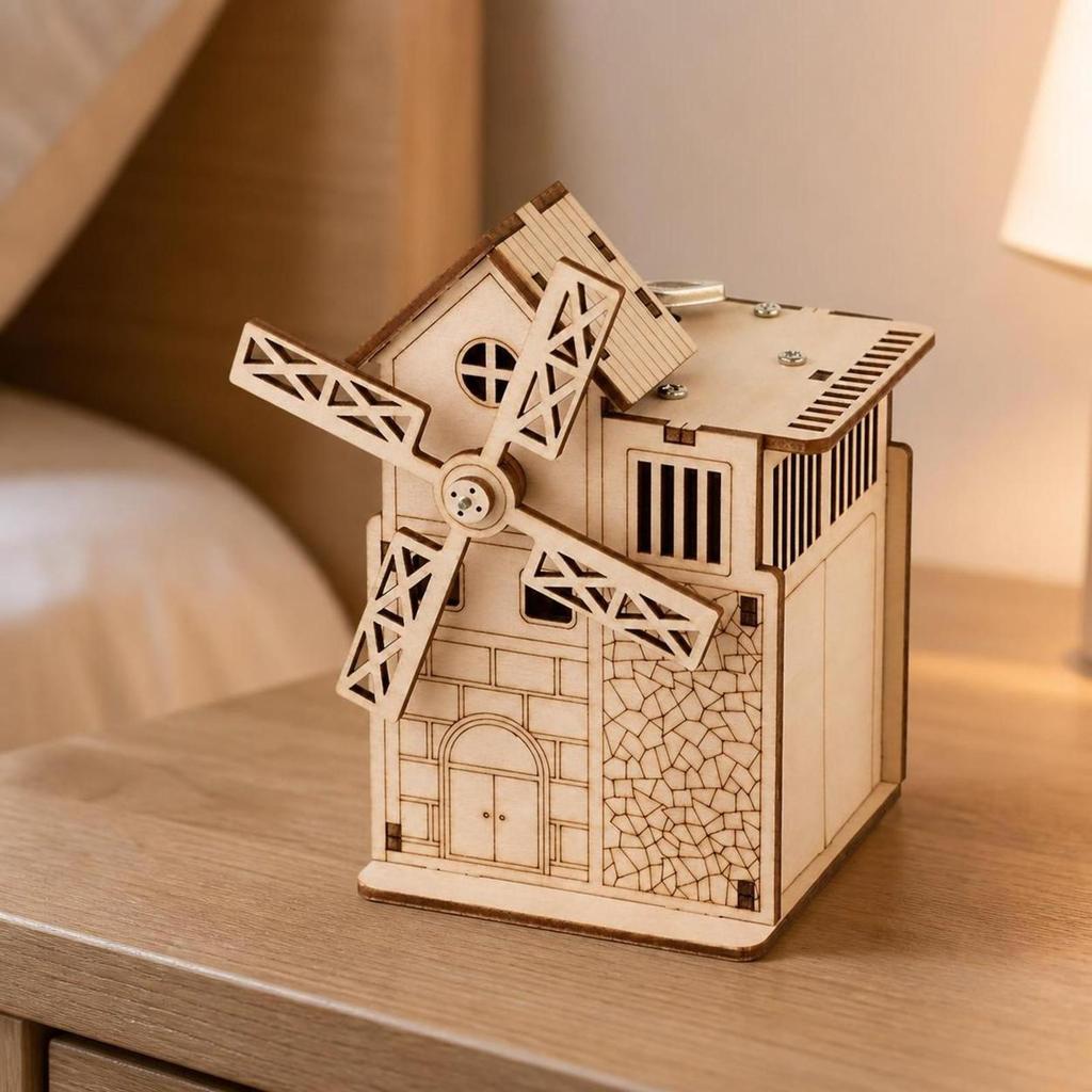 Pinwheel Music Box Wind-up DIY Craft Kit Educational for Children