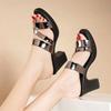 Fashion Summer New High-heeled Waterproof Platform Women Sandals and Slippers Thick-heeled Bright Leather Solid Color Casual Shoes