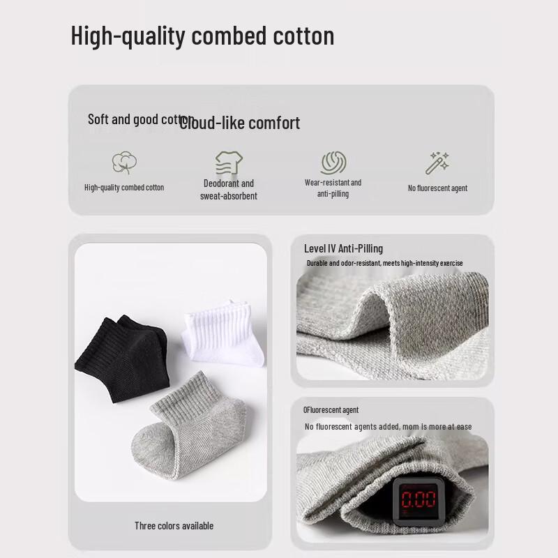 LANGSHA Kids' Pure Cotton White Ankle Socks