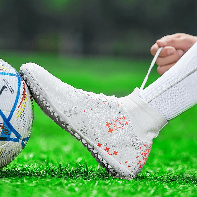 Men Soccer Shoes Women Football Boots Breathable Non-Slip Grass Training Sneakers Cleats Outdoor High Top Sport Footwear