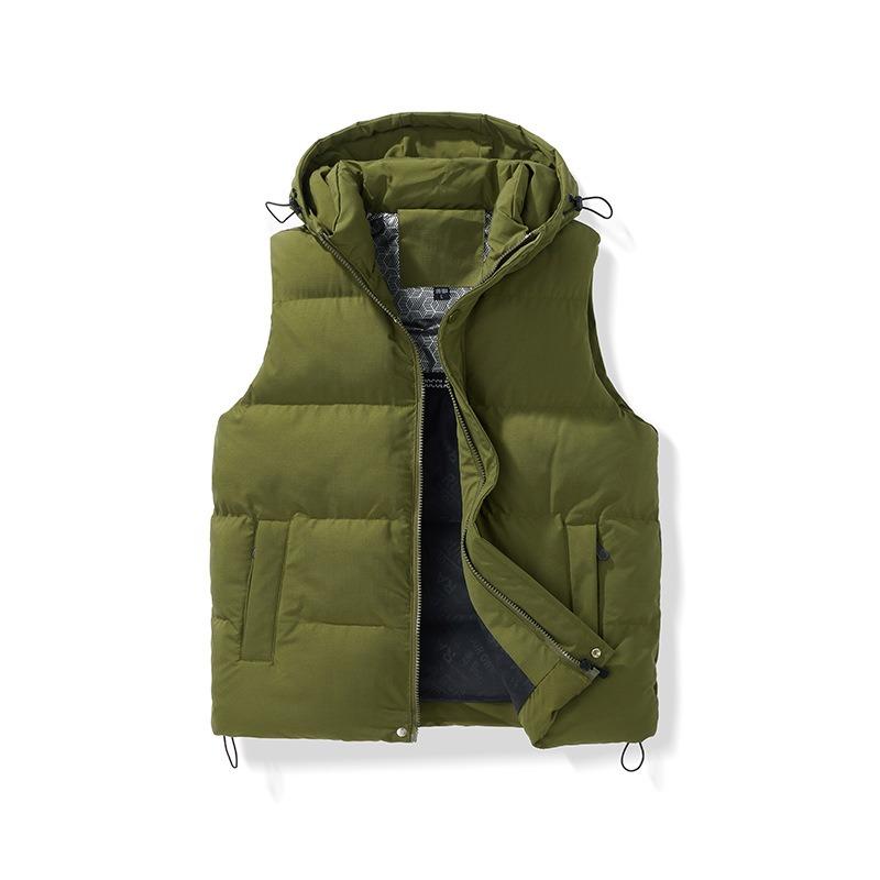 Winter cold and warm solid color hooded high quality down cotton vest men's and women's casual fashion thickened