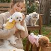 Cute Cartoon Dog Hooded Vest Thicken Warm Pet Cross Dressing Clothes Comfortable with D-ring Cat Outerwear Daily Walk