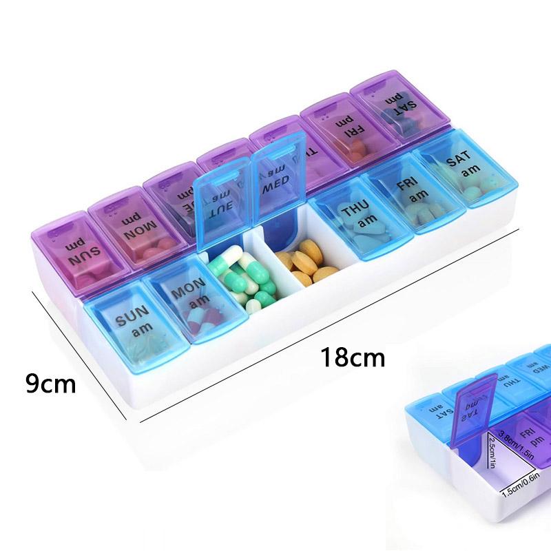 

New Convenient Medicine Storage Box Seven Days 14/21/28 Grid Black Medicine Storage Box Plastic Storage Box Home Organizer