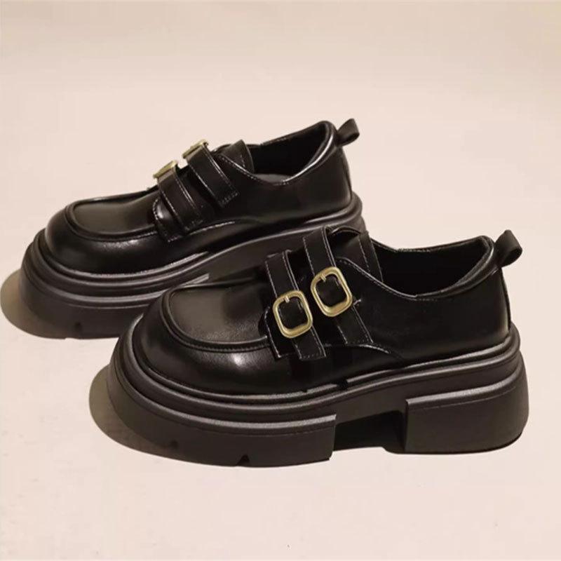 British style small leather shoes women's 2025 spring and autumn new muffin platform loafers versatile commuter work shoes jk single shoes