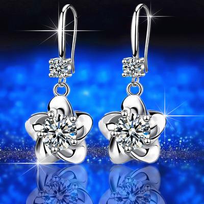 Orecchini a forma di fiore di prugna alla moda coreana, orecchini a forma di peonia di montagna, orecchini a forma di camelia, orecchini a forma di cristallo e diamanti