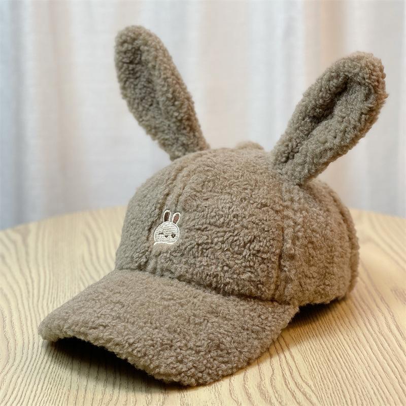 Cute Bow Baseball Hat for Women In Autumn and Winter Warm Lamb Velvet Korean Style Face Showing Small Embroidered Peaked Cap