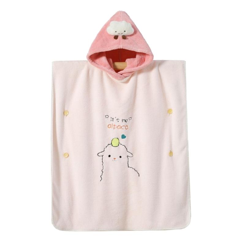 

Cartoon Hooded Bath Towel Poncho for Kids Soft Baby Towel Wrap Absorbent Toddler Bathrobe Towel Hooded Blanket Newborn L розовый