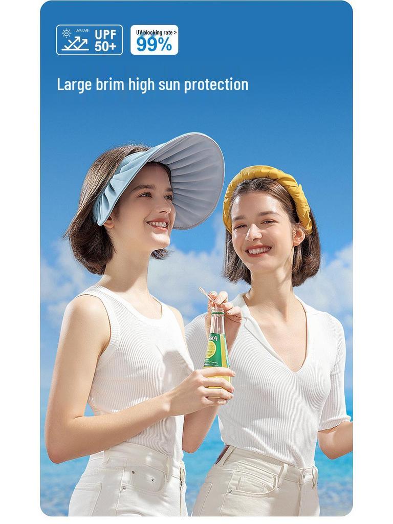 Women's Lightweight Sunshade Cap - Rollable, Breathable, UV Protection, Hair Tie Included