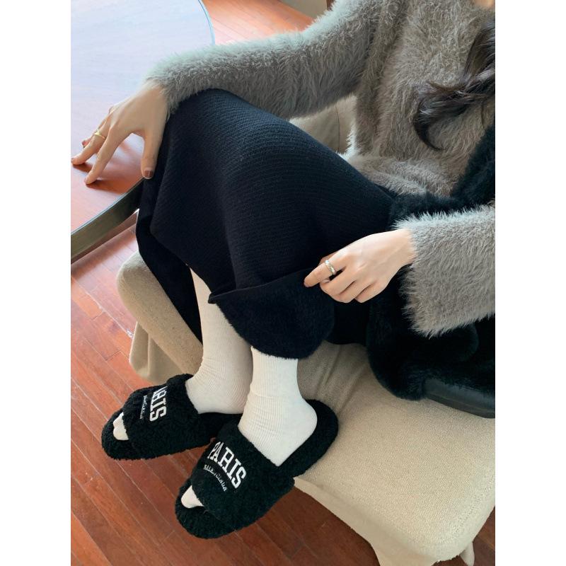 

Women s Winter 2025 High-Waisted Velvet-Lined Knitted A-Line Skirt – Trendy, Warm, Mid-Length Style M чёрный