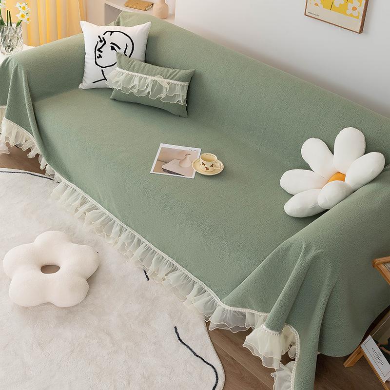 Chenille Spitze Sofabezug Stoff für Alle Jahreszeiten Neuer Einteiliger Sofabezug Rutschfeste Sofakissen Verdickung