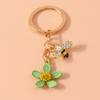 Cute Enamel Flower Bee Keychain Animal Key Rings Pendants for Women Girls Handbag Accessories DIY Jewelry Gifts